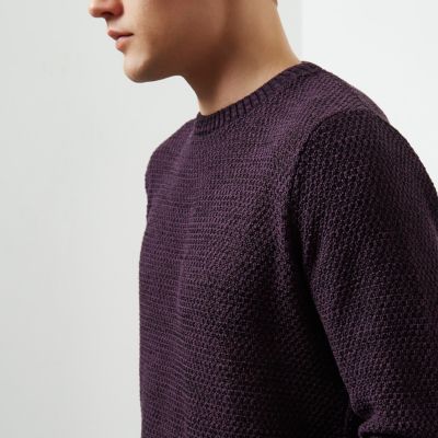Purple textured knit jumper